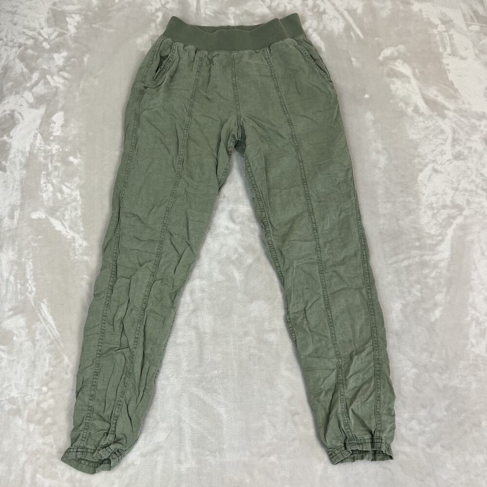 Faherty‎ Pants Womens XS Green Arlie Pant Linen Blend Lagenlook Boho Artsy Comfy